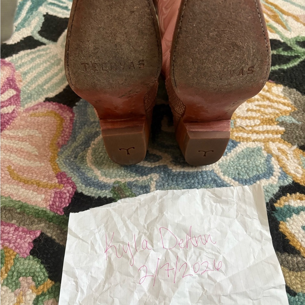 Tecovas Pink Python Heeled Boots - image 4